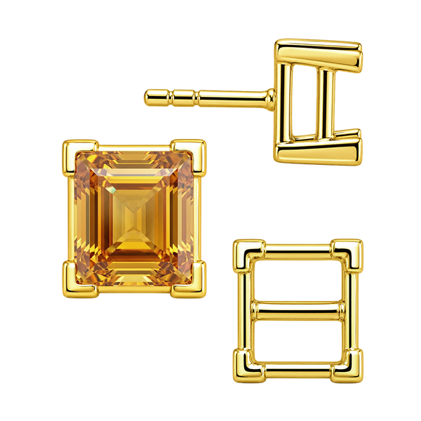 Square V-End Basket Earrings with Push Post