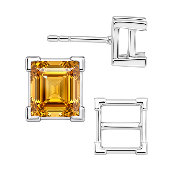 Square V-End Basket Earrings with Push Post