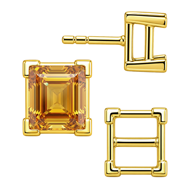 Square V-End Basket Earrings with Push Post