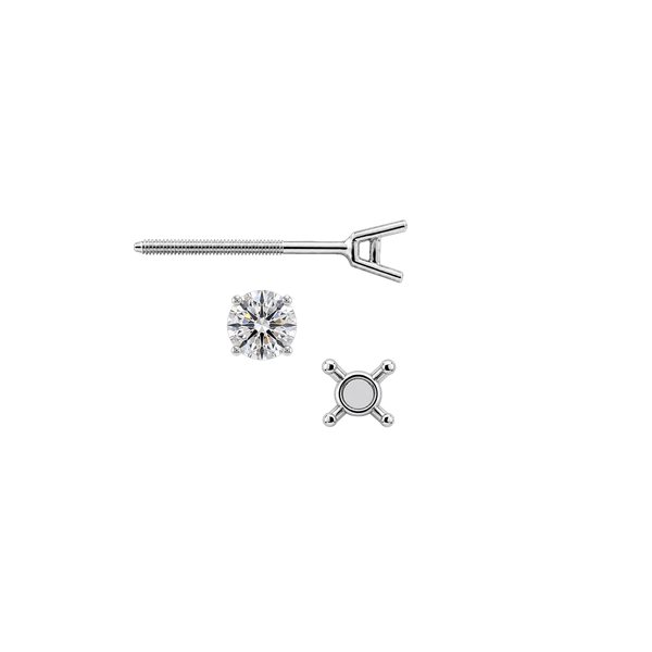 Round Four Prong Standard Weight Basket Earrings with Screw Post