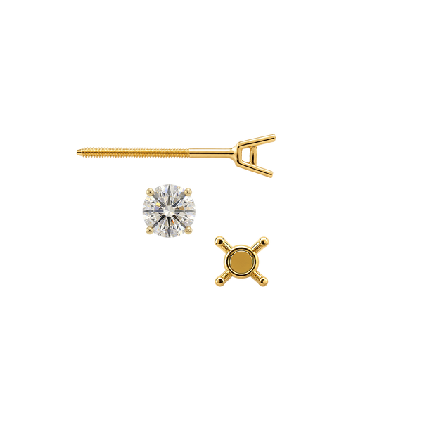 Round Four Prong Standard Weight Basket Earrings with Screw Post
