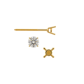Round Four Prong Standard Weight Basket Earrings with Screw Post