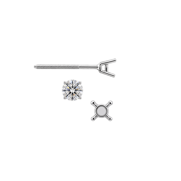 Round Four Prong Standard Weight Basket Earrings with Screw Post