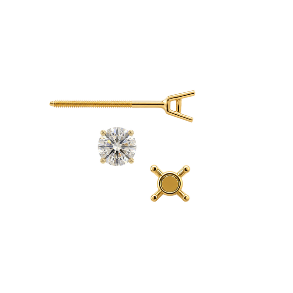 Round Four Prong Standard Weight Basket Earrings with Screw Post