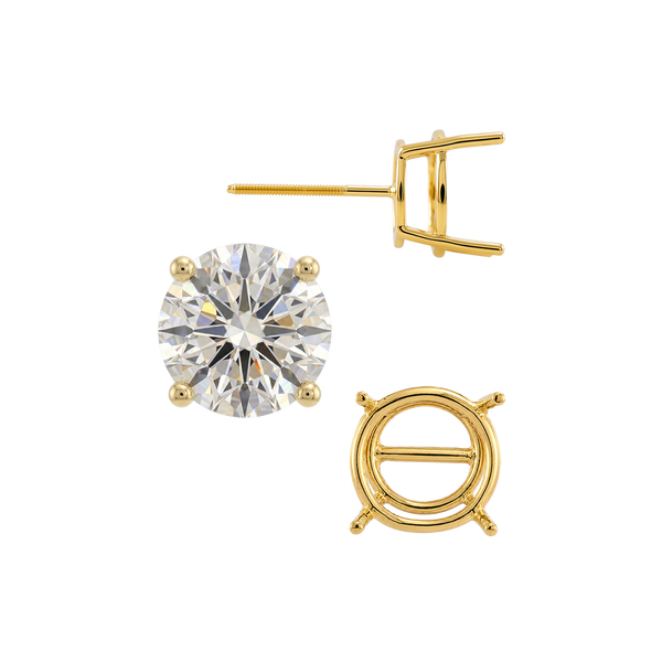 Round Four Prong Standard Weight Basket Earrings with Screw Post