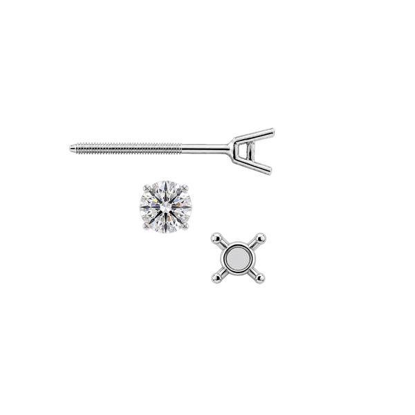 Round Four Prong Standard Weight Basket Earrings with Screw Post