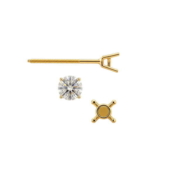 Round Four Prong Standard Weight Basket Earrings with Screw Post