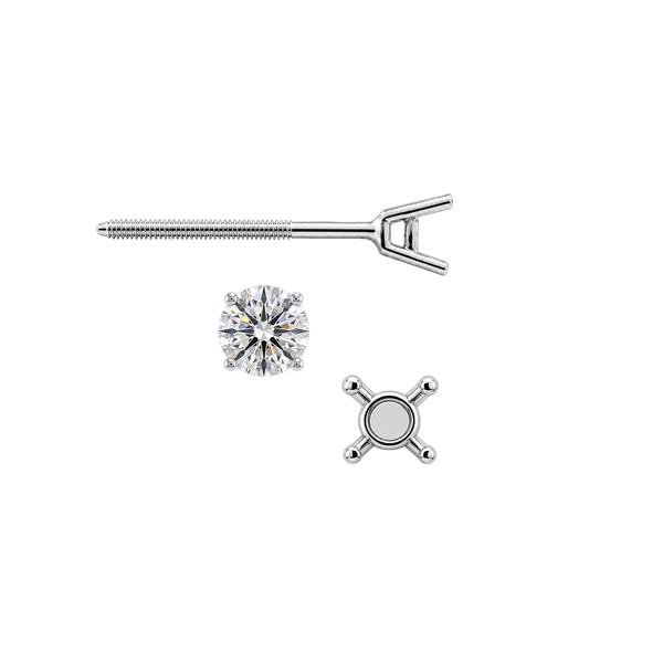 Round Four Prong Standard Weight Basket Earrings with Screw Post