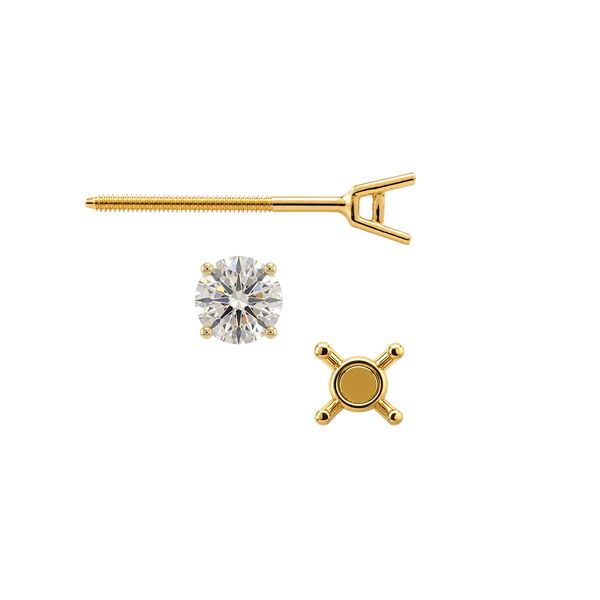 Round Four Prong Standard Weight Basket Earrings with Screw Post