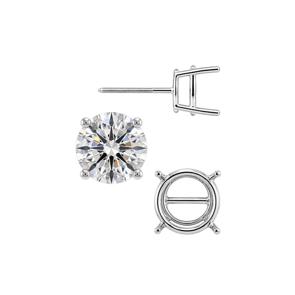 Round Four Prong Standard Weight Basket Earrings with Screw Post