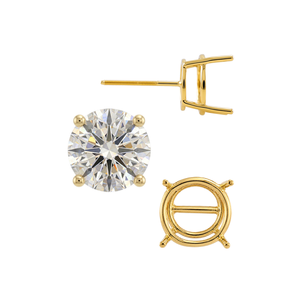 Round Four Prong Standard Weight Basket Earrings with Screw Post