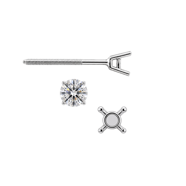 Round Four Prong Standard Weight Basket Earrings with Screw Post