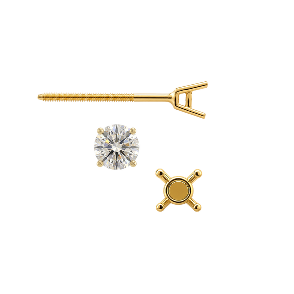 Round Four Prong Standard Weight Basket Earrings with Screw Post