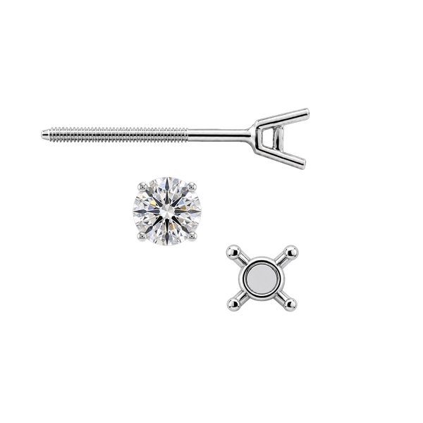 Round Four Prong Standard Weight Basket Earrings with Screw Post