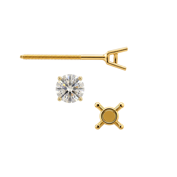 Round Four Prong Standard Weight Basket Earrings with Screw Post