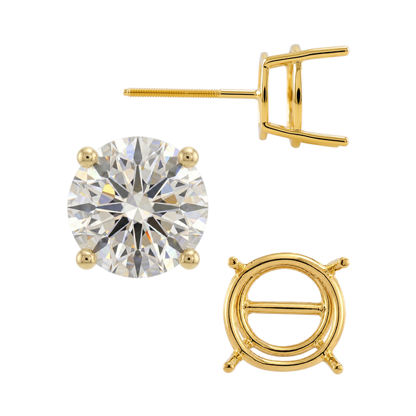 Round Four Prong Standard Weight Basket Earrings with Screw Post