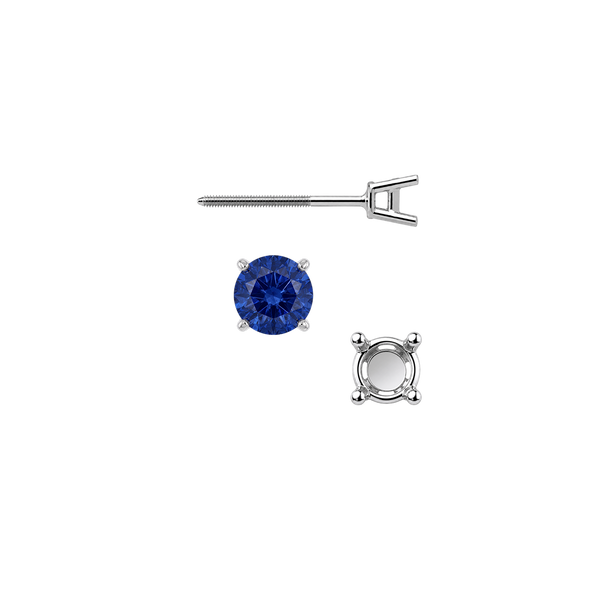 Round Four Prong Medium Weight Basket Earrings with Screw Post