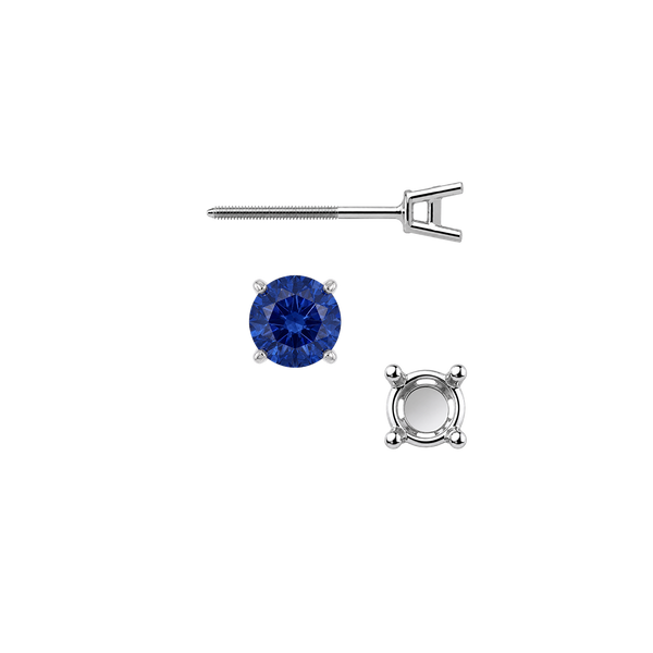 Round Four Prong Medium Weight Basket Earrings with Screw Post
