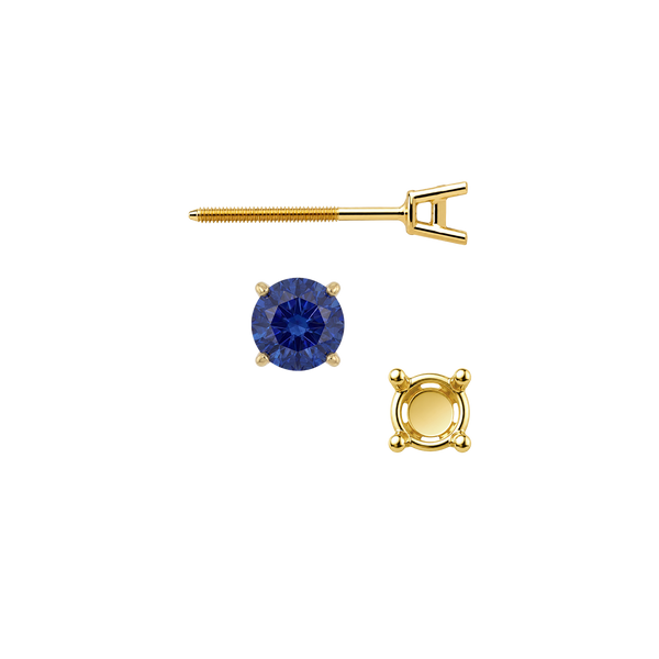 Round Four Prong Medium Weight Basket Earrings with Screw Post
