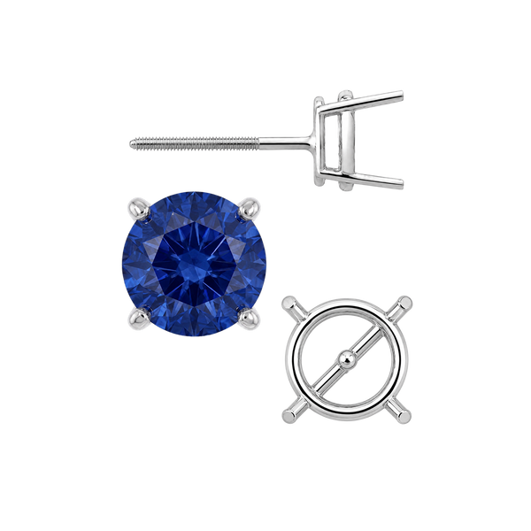 Round Four Prong Medium Weight Basket Earrings with Screw Post