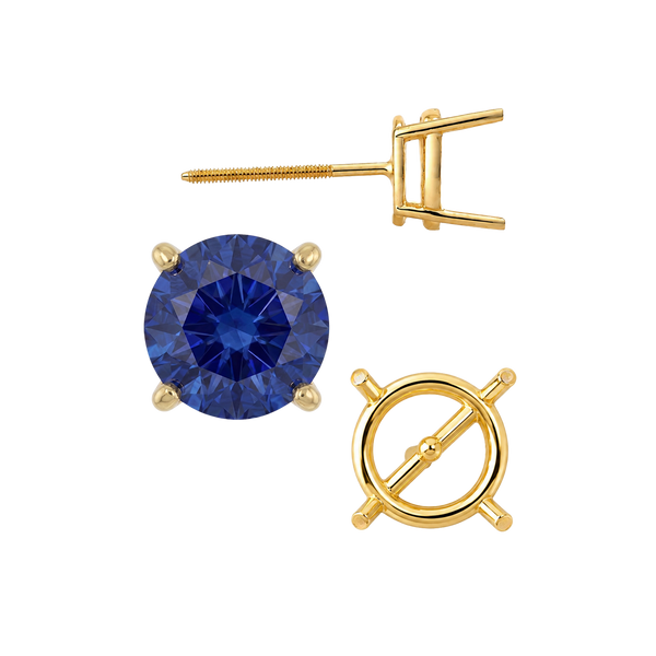 Round Four Prong Medium Weight Basket Earrings with Screw Post
