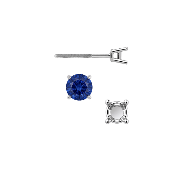 Round Four Prong Medium Weight Basket Earrings with Screw Post