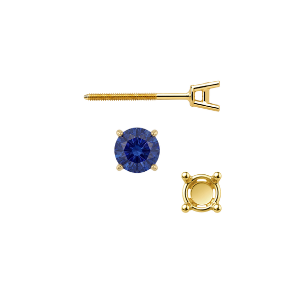 Round Four Prong Medium Weight Basket Earrings with Screw Post