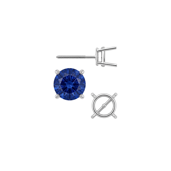 Round Four Prong Medium Weight Basket Earrings with Screw Post