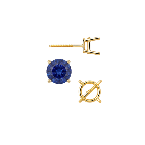 Round Four Prong Medium Weight Basket Earrings with Screw Post
