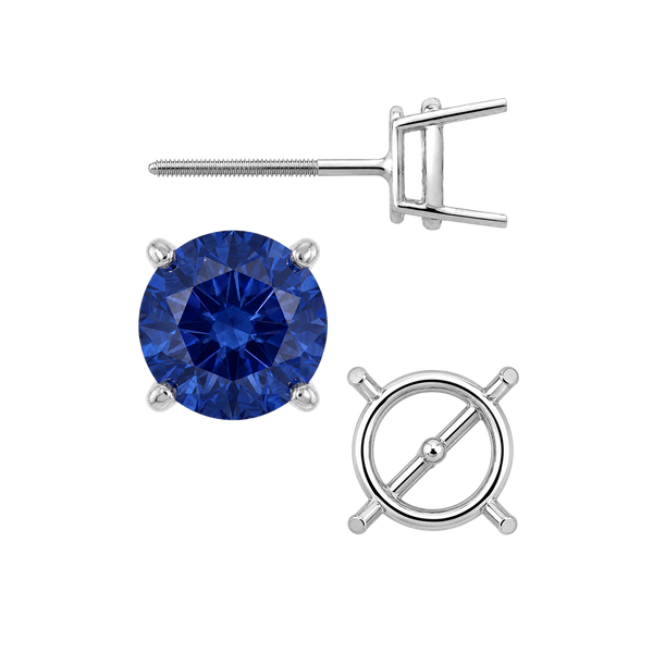 Round Four Prong Medium Weight Basket Earrings with Screw Post