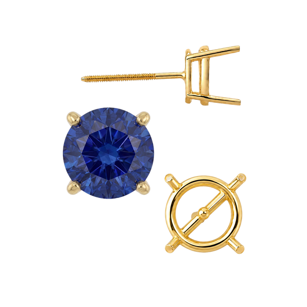 Round Four Prong Medium Weight Basket Earrings with Screw Post