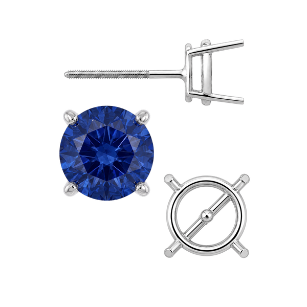 Round Four Prong Medium Weight Basket Earrings with Screw Post