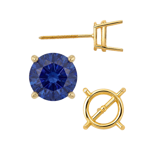 Round Four Prong Medium Weight Basket Earrings with Screw Post