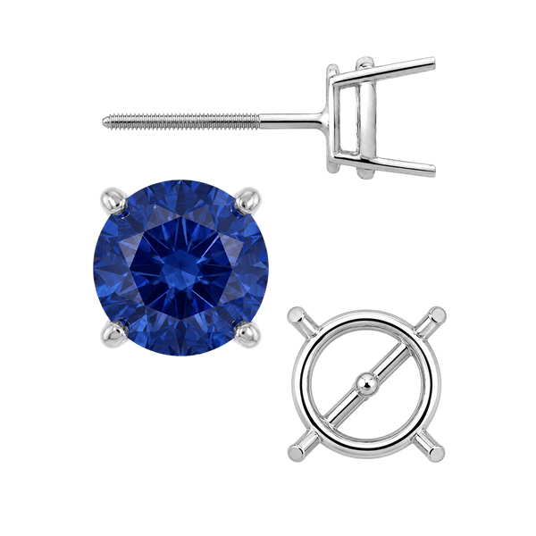 Round Four Prong Medium Weight Basket Earrings with Screw Post