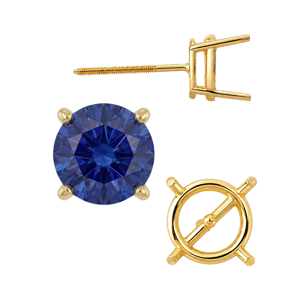 Round Four Prong Medium Weight Basket Earrings with Screw Post