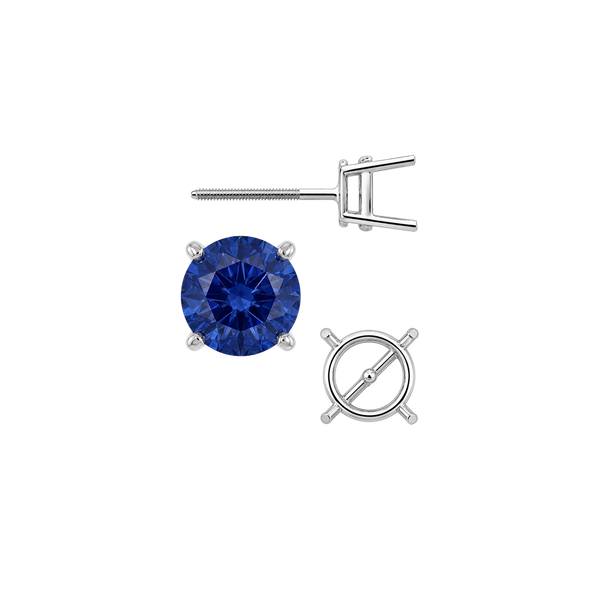 Round Four Prong Medium Weight Basket Earrings with Screw Post