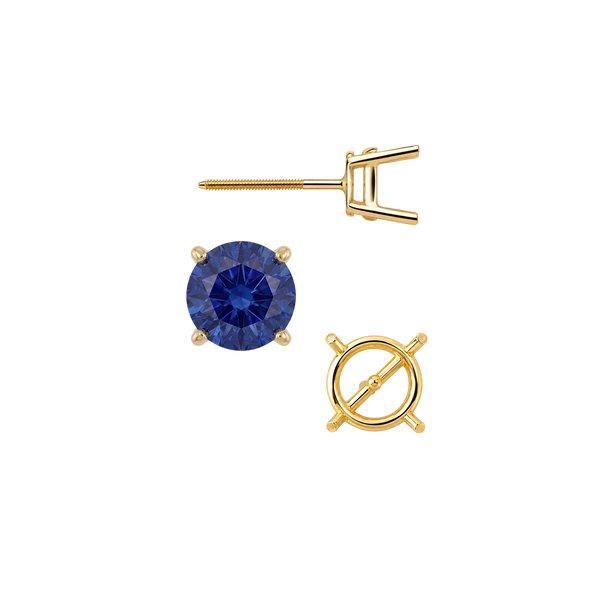 Round Four Prong Medium Weight Basket Earrings with Screw Post