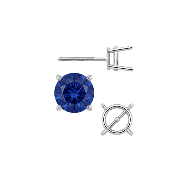 Round Four Prong Medium Weight Basket Earrings with Screw Post