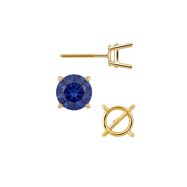 Round Four Prong Medium Weight Basket Earrings with Screw Post