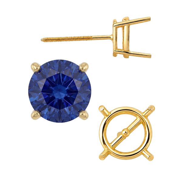 Round Four Prong Medium Weight Basket Earrings with Screw Post
