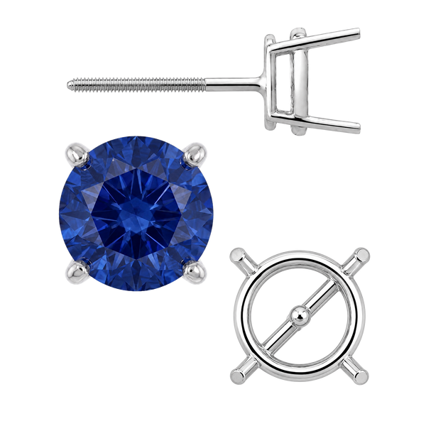 Round Four Prong Medium Weight Basket Earrings with Screw Post