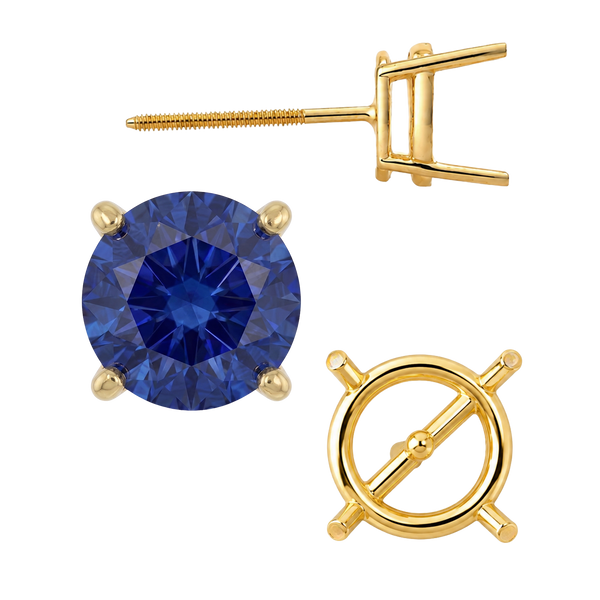 Round Four Prong Medium Weight Basket Earrings with Screw Post
