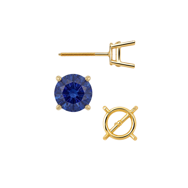 Round Four Prong Medium Weight Basket Earrings with Screw Post