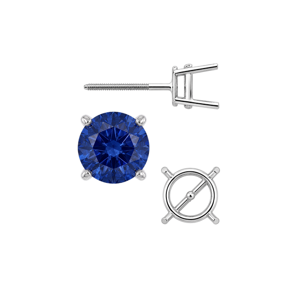 Round Four Prong Medium Weight Basket Earrings with Screw Post