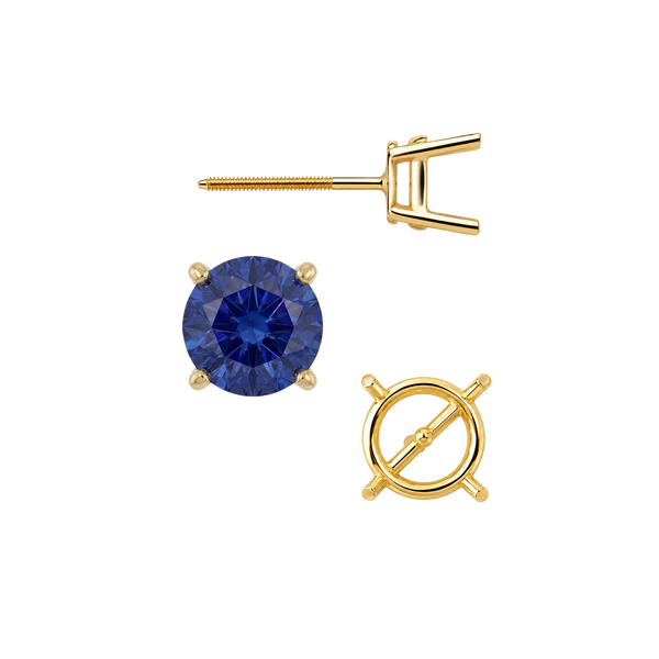 Round Four Prong Medium Weight Basket Earrings with Screw Post