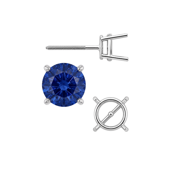 Round Four Prong Medium Weight Basket Earrings with Screw Post