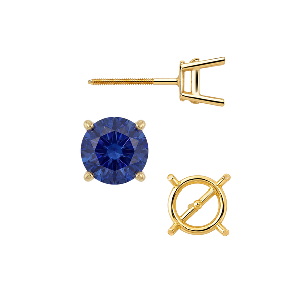Round Four Prong Medium Weight Basket Earrings with Screw Post
