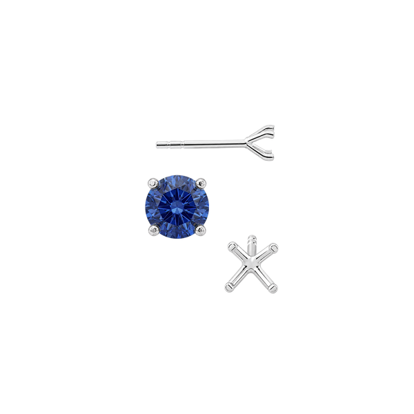 Round Four Prong Martini Style Earrings with Push Post