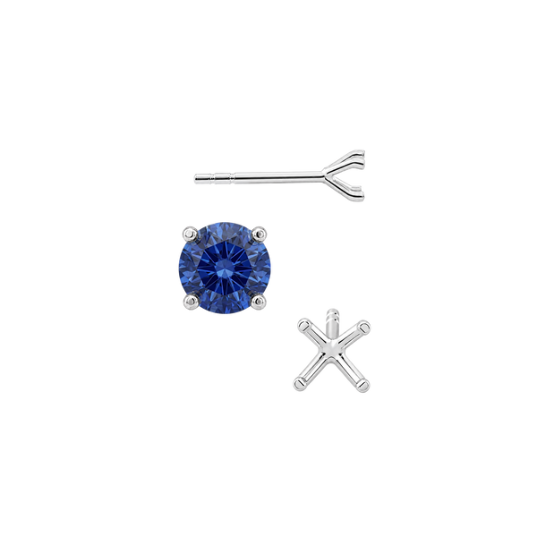 Round Four Prong Martini Style Earrings with Push Post