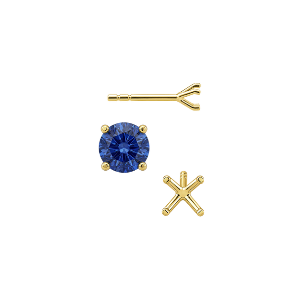 Round Four Prong Martini Style Earrings with Push Post